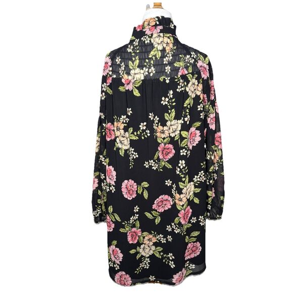Anthropologie Yumi Kimi Deep Love Black Astoria Flora tunic mini dress Sz Large - Picture 4 of 9